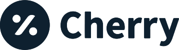 Cherry logo featuring percentage symbol in dark blue circle with text wordmark.