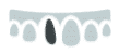 Gray decorative banner with hanging teardrop and oval shapes on white background.