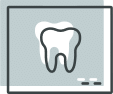 White tooth icon displayed on gray dental practice background screen.