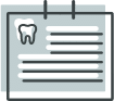 Dental appointment card or form with tooth icon and blank lines for patient information.